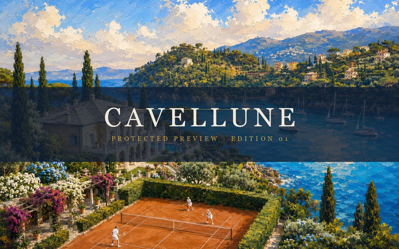 A painterly Mediterranean estate above a marina and clay tennis court